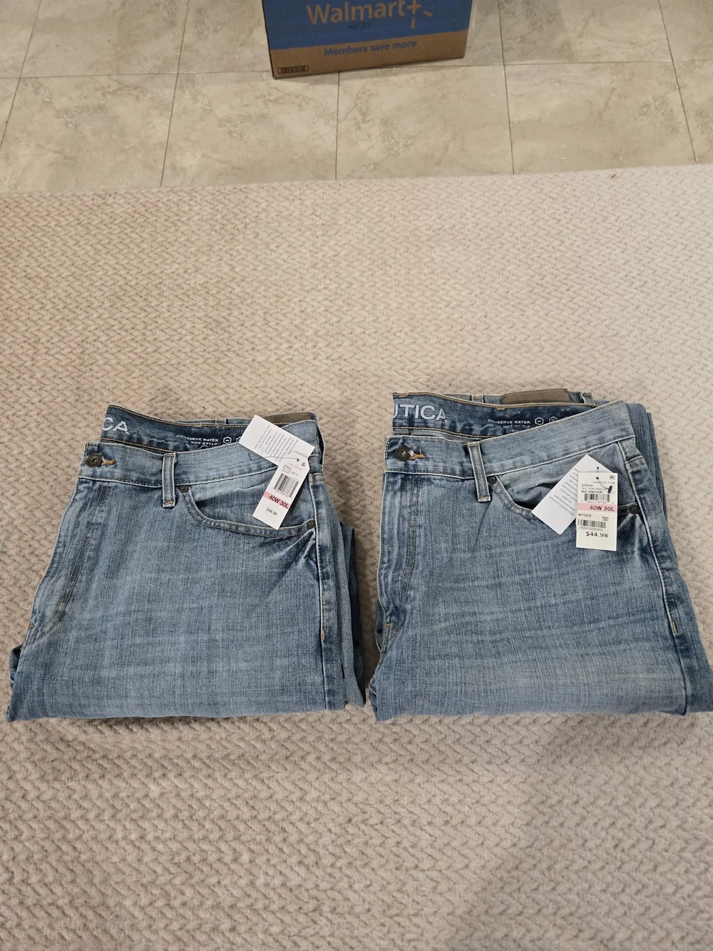 Nautica Jeans Mens 40x30 Relaxed Fit Blue Denim Lot 2 Cotton Classic Identical